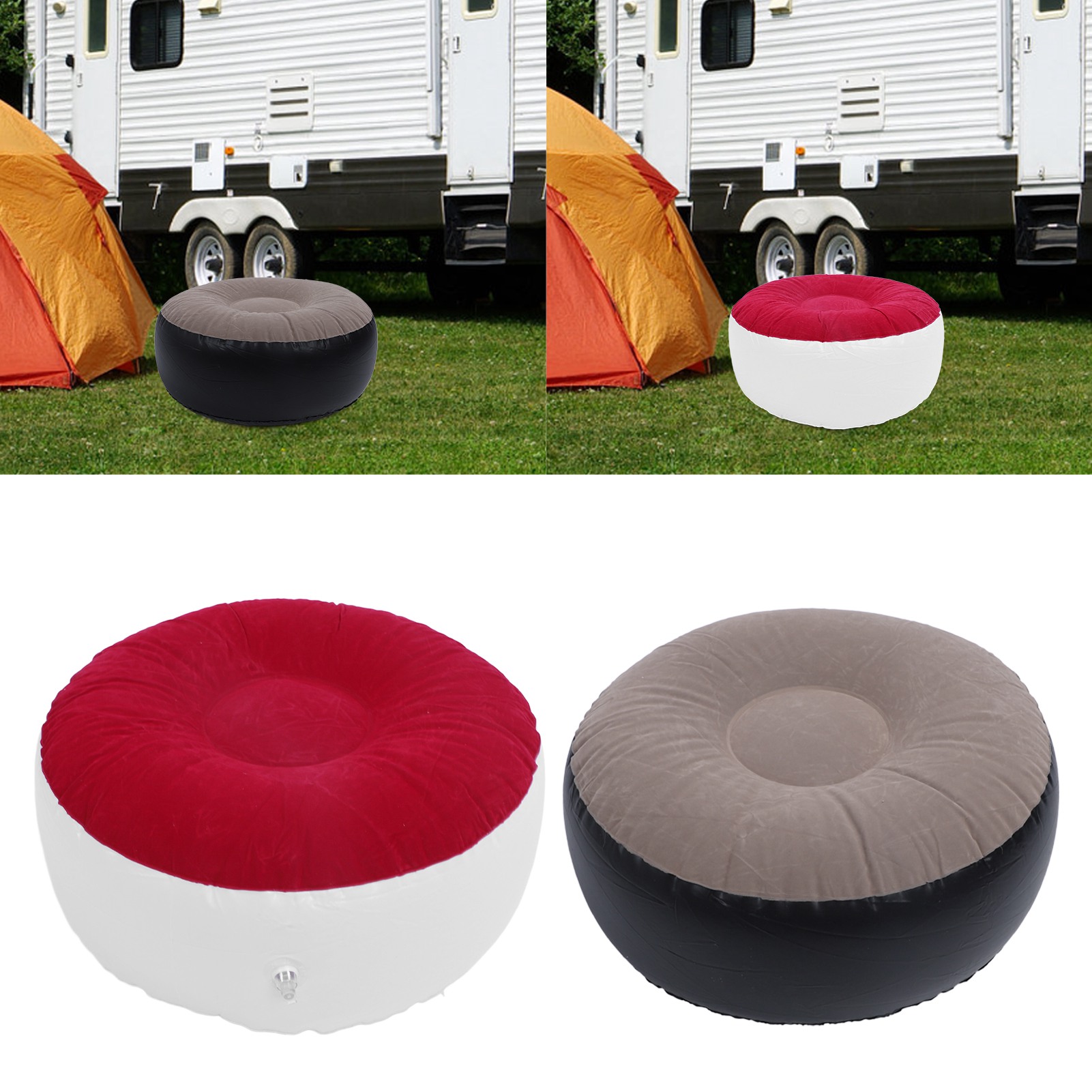 Outdoor Furniture Design - インフレータブルフロッキングスツール多目的軽量ポータブル人間工学に基づいたデザイン旅行キャンプ用ラウンドポータブルインフレータブルスツール