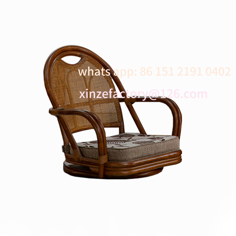 Outdoor Furniture Japanese Style - 和風侘び寂び風畳座レジャーチェアB&B茶室出窓テーブル籐回転背もたれ椅子