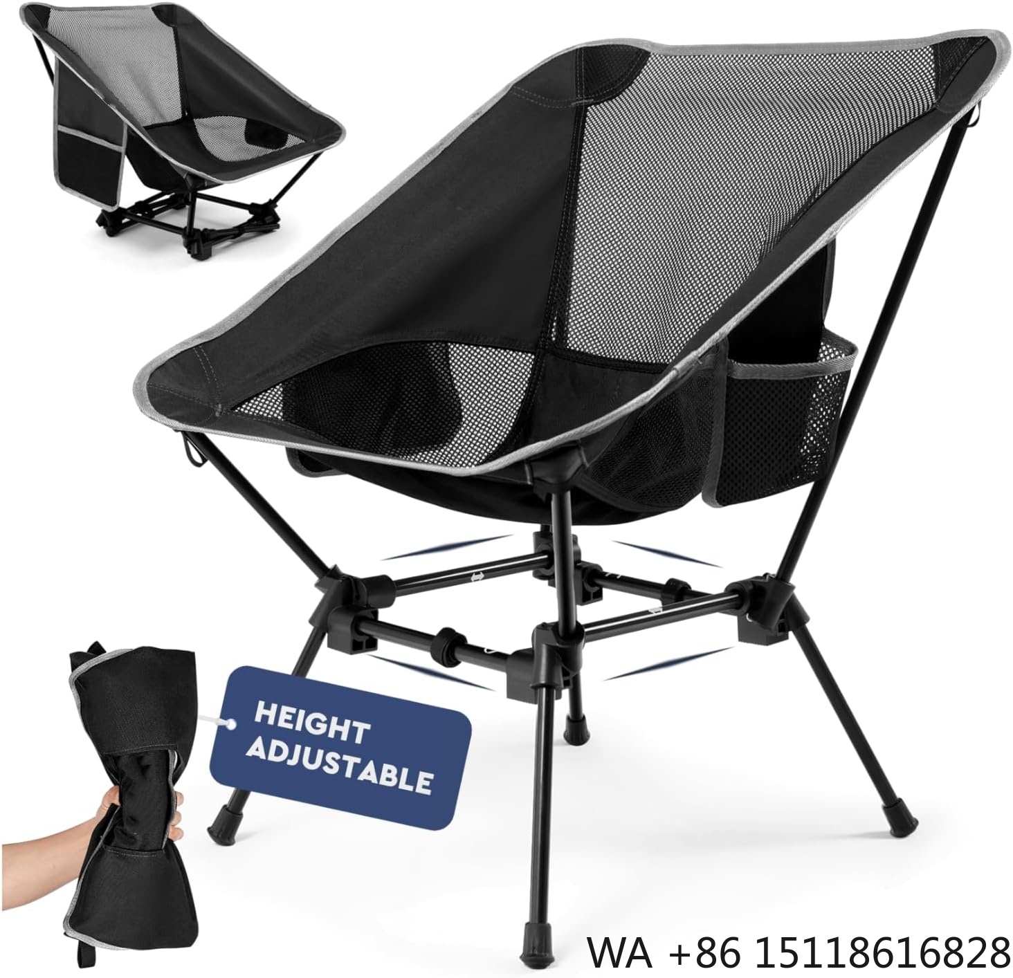 Outdoor Furniture Recliner Set - 軽量キャンプチェア、大人用キャンプチェア、高さ調節可能なハイバック折りたたみキャンプチェア
