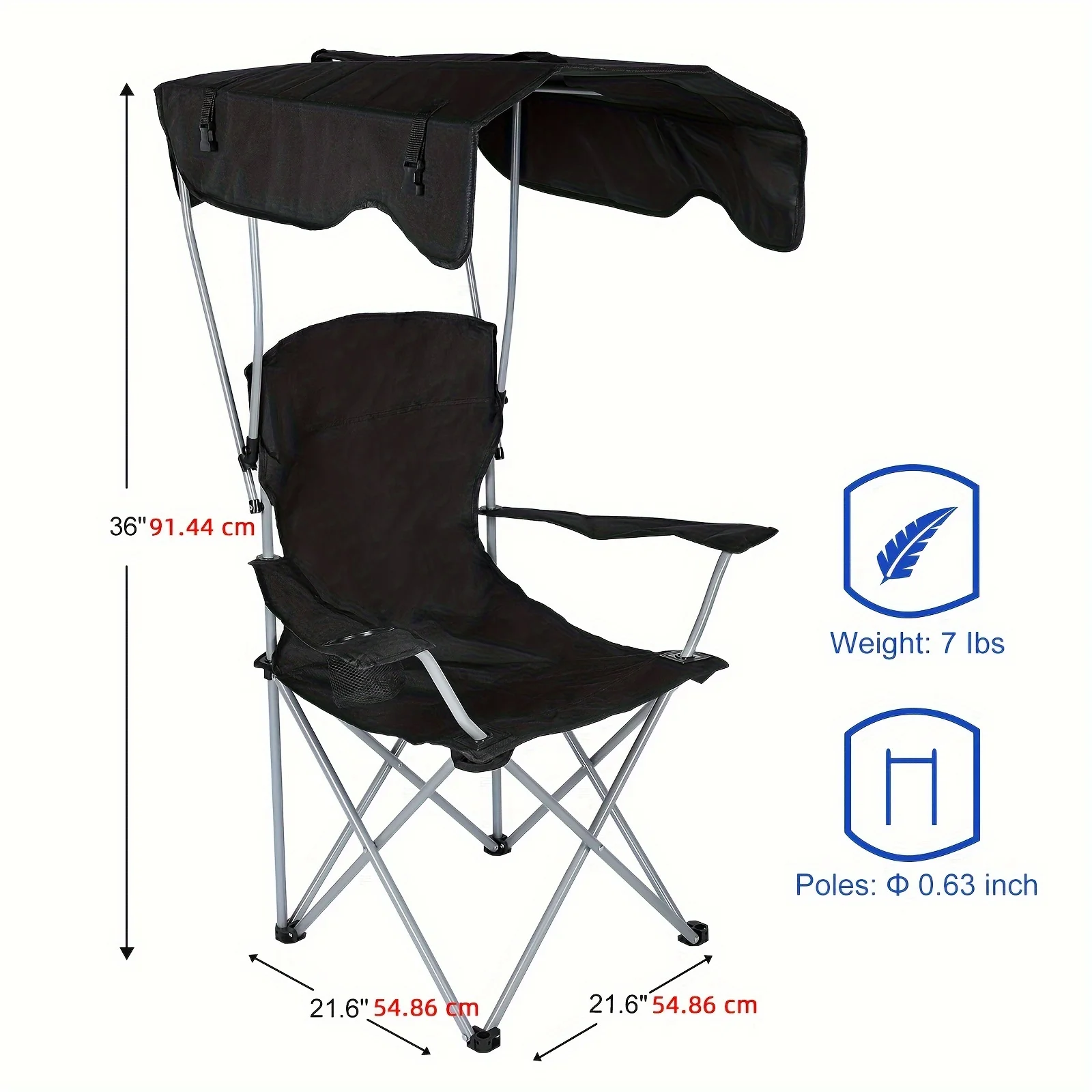 Outdoor Furniture Diy Plans - キャンプ、ハイキング、旅行、その他のアウトドアイベント用の日よけホルダー付きキャノピーラウンジチェア、1パック