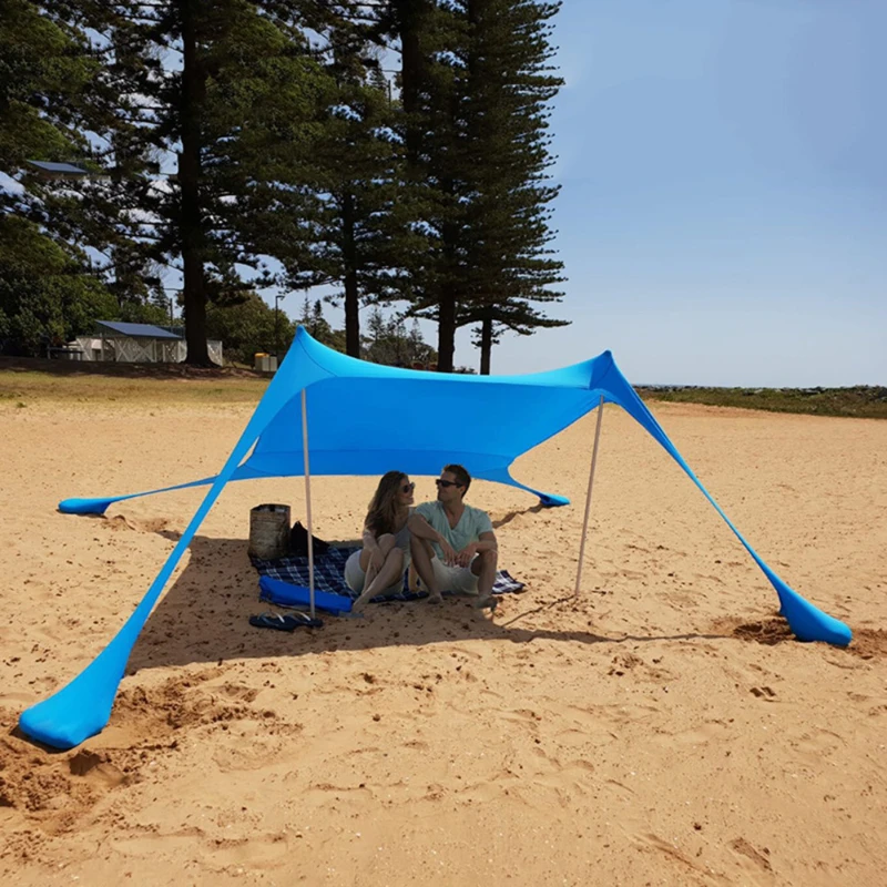 Sun Sail Shade - 屋外ビーチテント サンシェルター UV保護 UPF50+ 防風 ポータブルビーチキャノピー