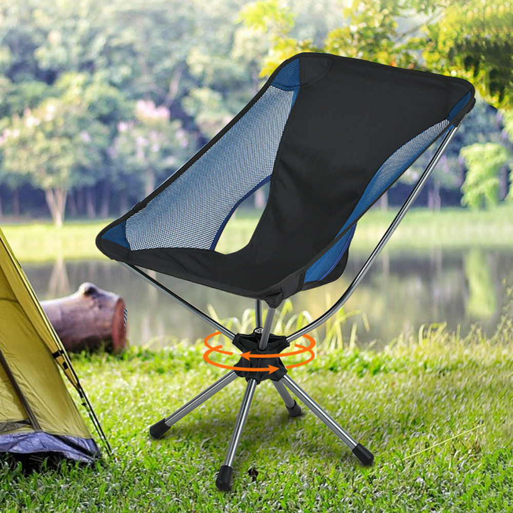 Outdoor Furniture Diy Plans - 折りたたみ式キャンプチェア360 ° 大人用回転式スイベルチェア、ピクニック、ビーチ、釣り用軽量折りたたみ式ポータブルチェア