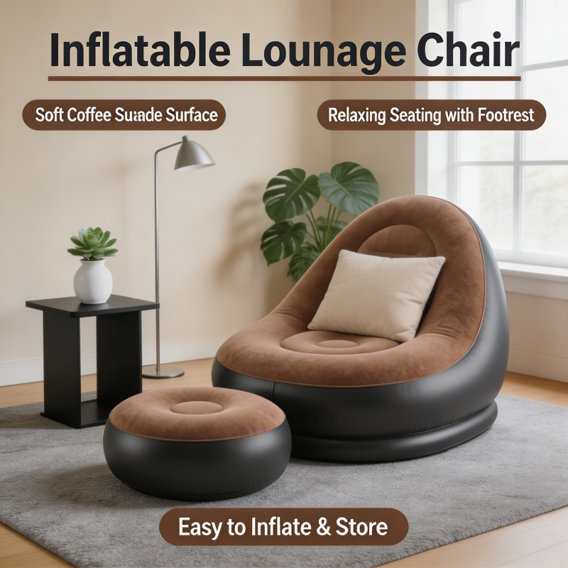 Outdoor Furniture Recliner Set - レイジーソファ エアーソファ 折りたたみ式リクライニングチェア 屋外ソファベッド フットスツール ポータブル折りたたみエアベッド