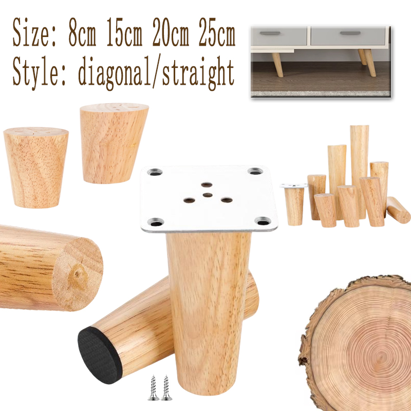 Adirondack Chair Wood - 4個の木製家具の脚、斜めとストレートのデザイン、滑り止めの耐久性のある脚、椅子、テーブル、ソファ、キャビネットの交換用