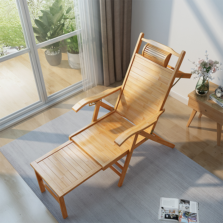 Outdoor Furniture Design - 軽量でモダンなデザインの竹製折りたたみ式ラウンジチェア、サンラウンジャー、リクライニングチェア、家庭用家具、屋外、ビーチ、中庭、公園用