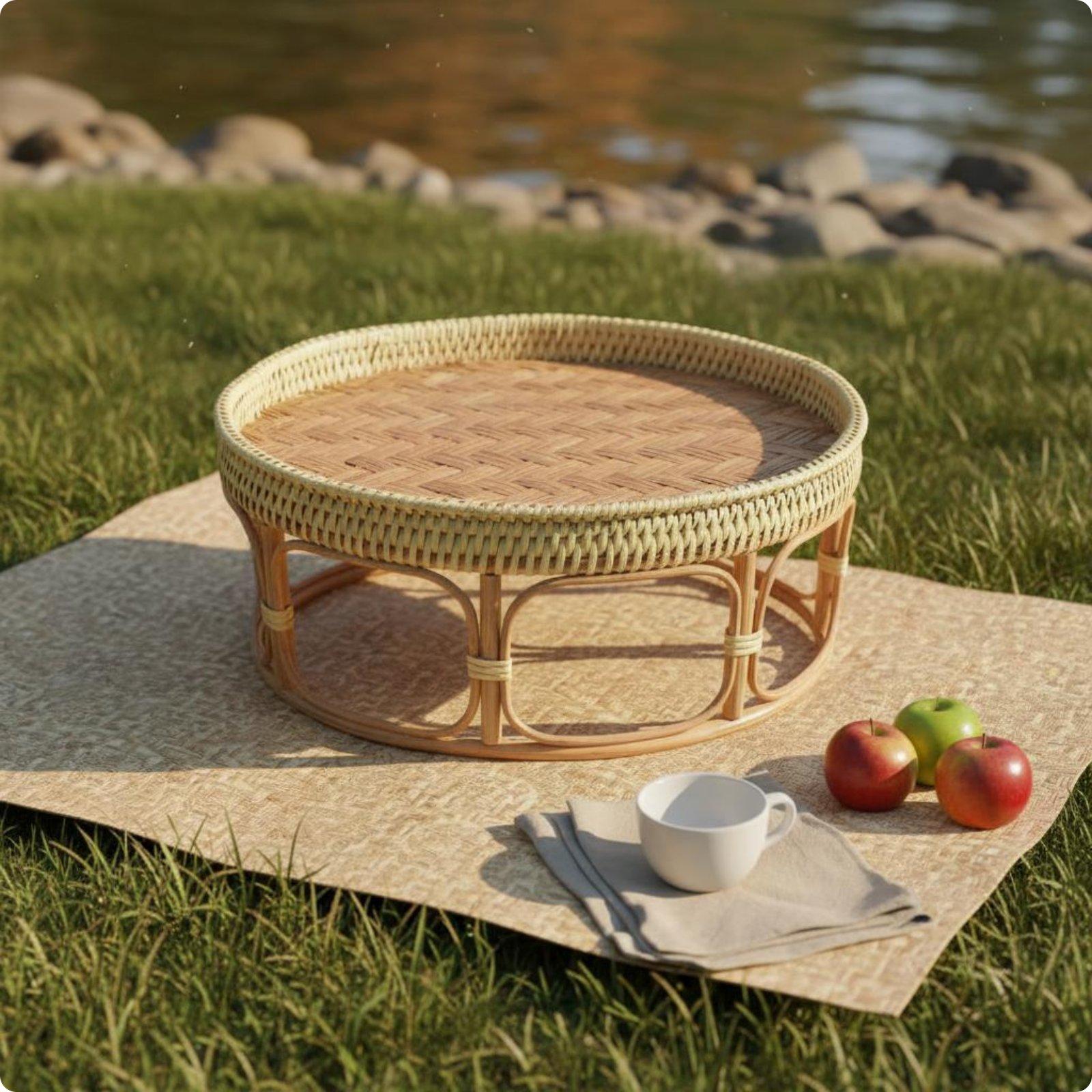 Outdoor Furniture Rattan - ラタン製ティーテーブル 軽量ピクニックティーテーブル 屋外用ポータブル家庭用家具