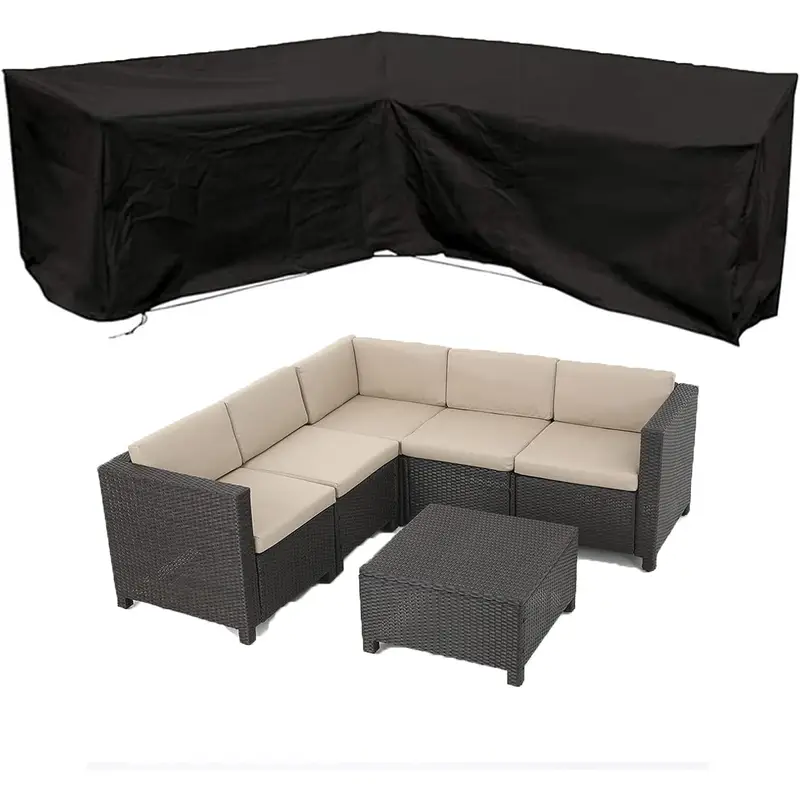 Outdoor Furniture Durable - 紫外線防止L字型屋外ソファカバー 防水・防風・耐久性のあるポリエステル製家具プロテクター