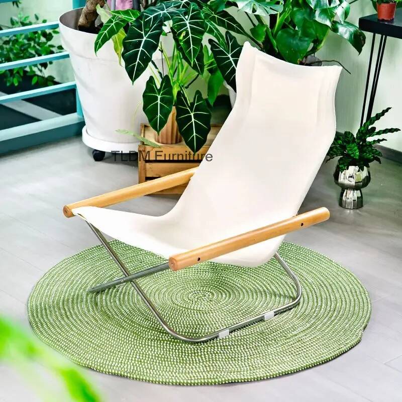 Outdoor Furniture Japanese Style - ゼロセットアップ折りたたみ式キャンバスラウンジチェア、バルコニーパティオリクライニングチェア、和風キャンプチェア、リエージュ屋外家具