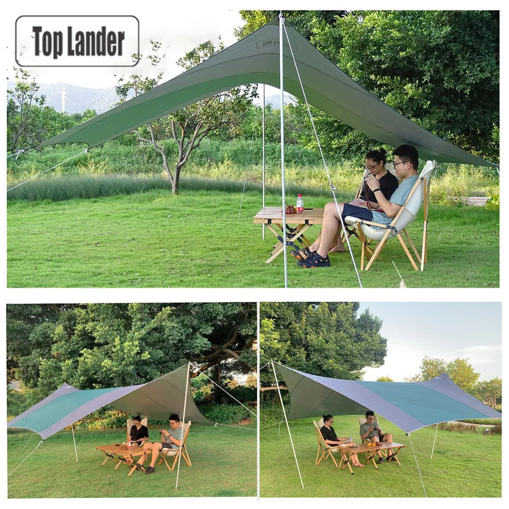 Sun Sail Shade - 六角形キャンプタープ 4.1 × 4.1 メートル防水テントサンシェルター大型屋外シェード観光日よけキャノピービーチサンシェードシェードバタフライ