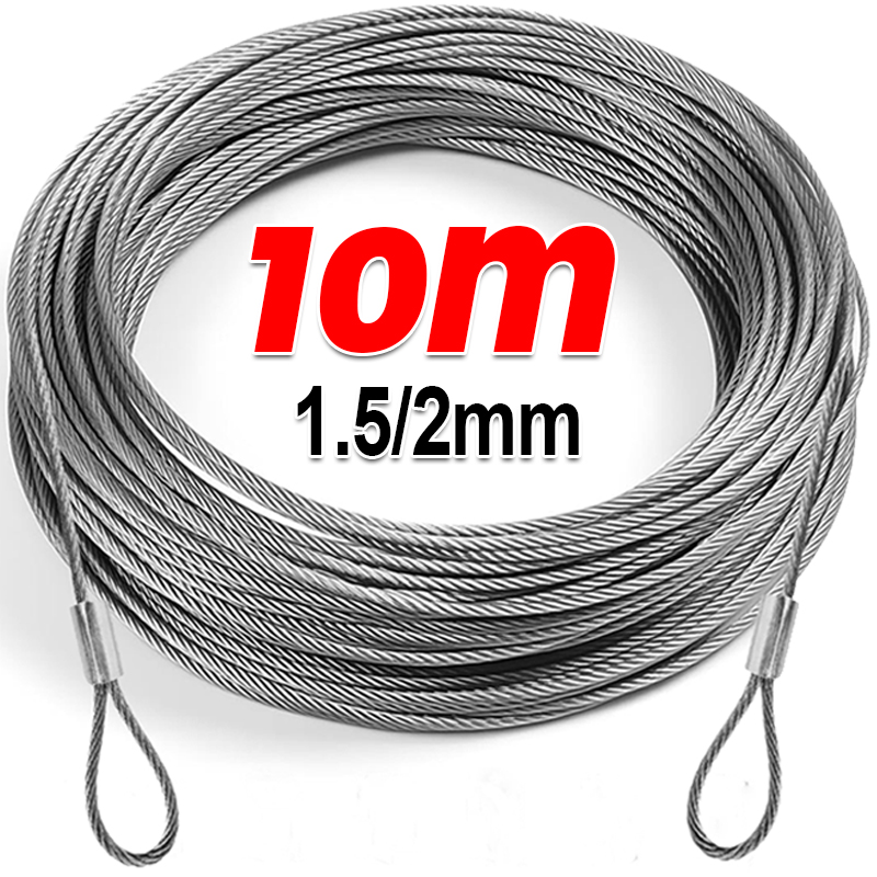 Outdoor Furniture Rope - 10/2Mステンレス鋼ワイヤーロープ屋外キャノピーロープ釣り用リフティングワイヤーケーブル物干し竿シェードセイルデッキレール金具