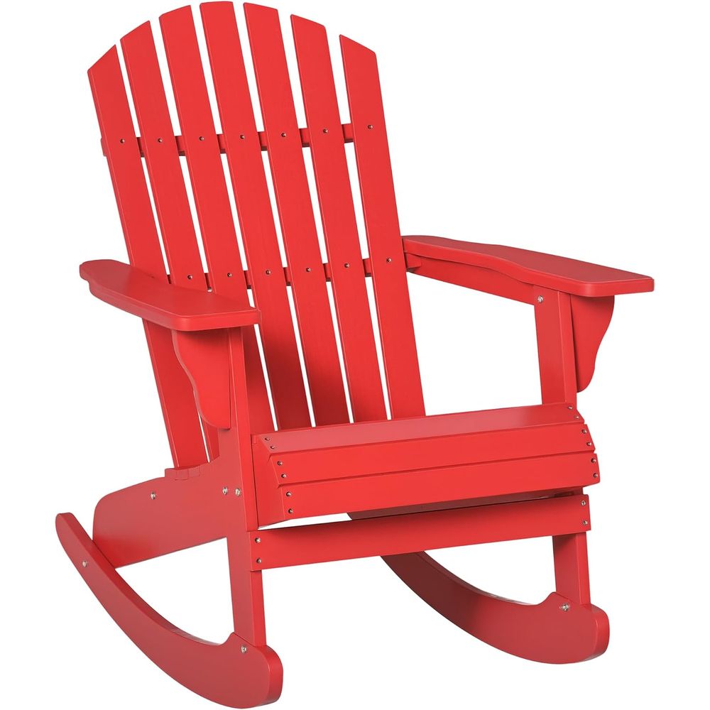 Adirondack Chair Wood - 木製アディロンダックロッキングチェア、屋外ラウンジチェア、スラット木製デザインのアイアンドアピットシーティング、アンデッドバック、クラシックな素朴なスタイル