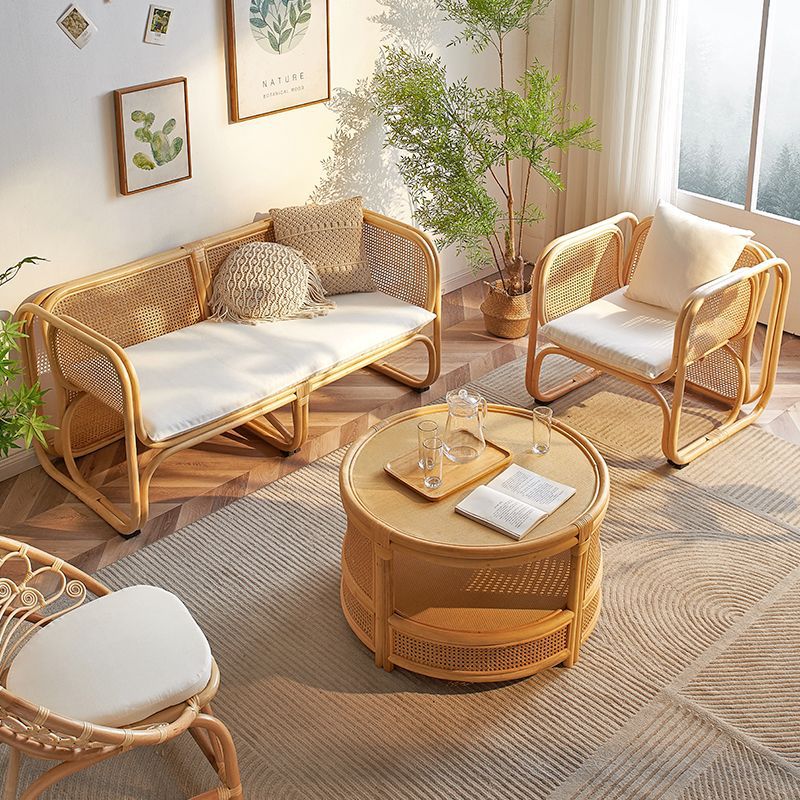 Outdoor Furniture Japanese Style - 日本製籐製ソファ組み合わせ インドネシア風屋外ホームステイスタイル バルコニー籐製チェア シングルソファ アームレスト付きレジャーチェア