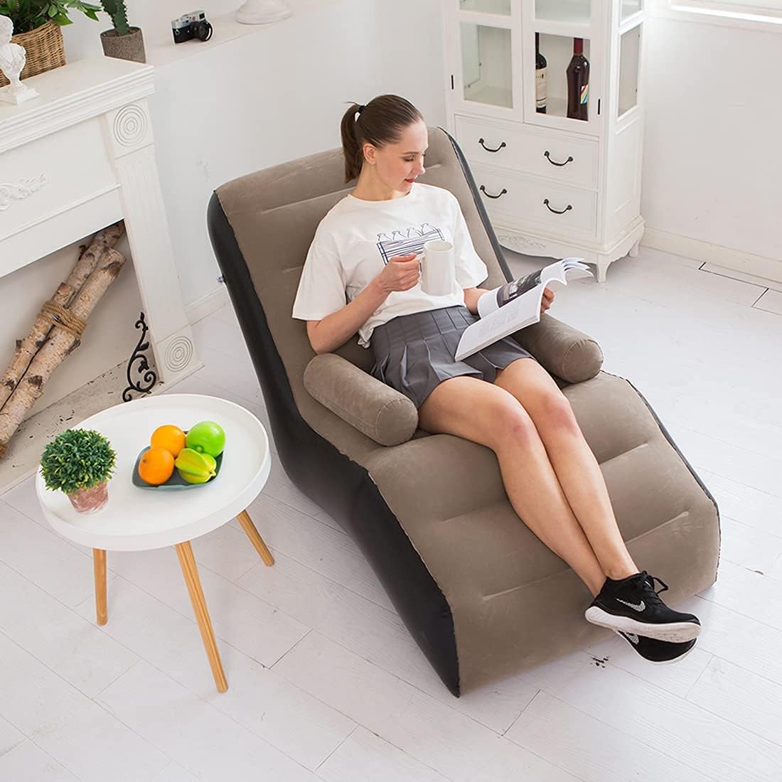 Outdoor Furniture Durable - 折りたたみレイジーソファ、インフレータブルラウンジチェア厚みのある耐久性のある折り目、レジャーベッド睡眠用のコンパクトなゲームラウンジャーエアベンチ