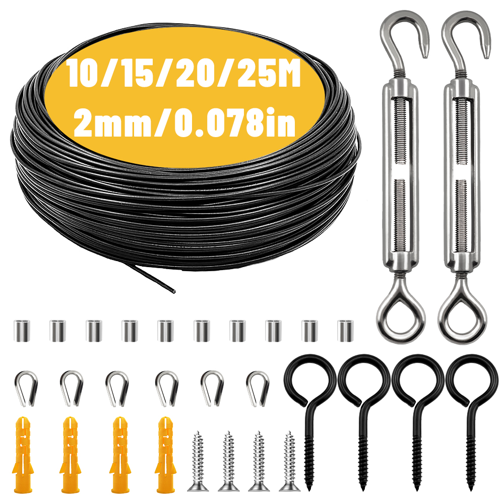 Outdoor Furniture Rope - 10-25M スチールワイヤーロープ ステンレス鋼 高耐久スチールワイヤーロープ ガーデン手すり スチールワイヤーフェンス