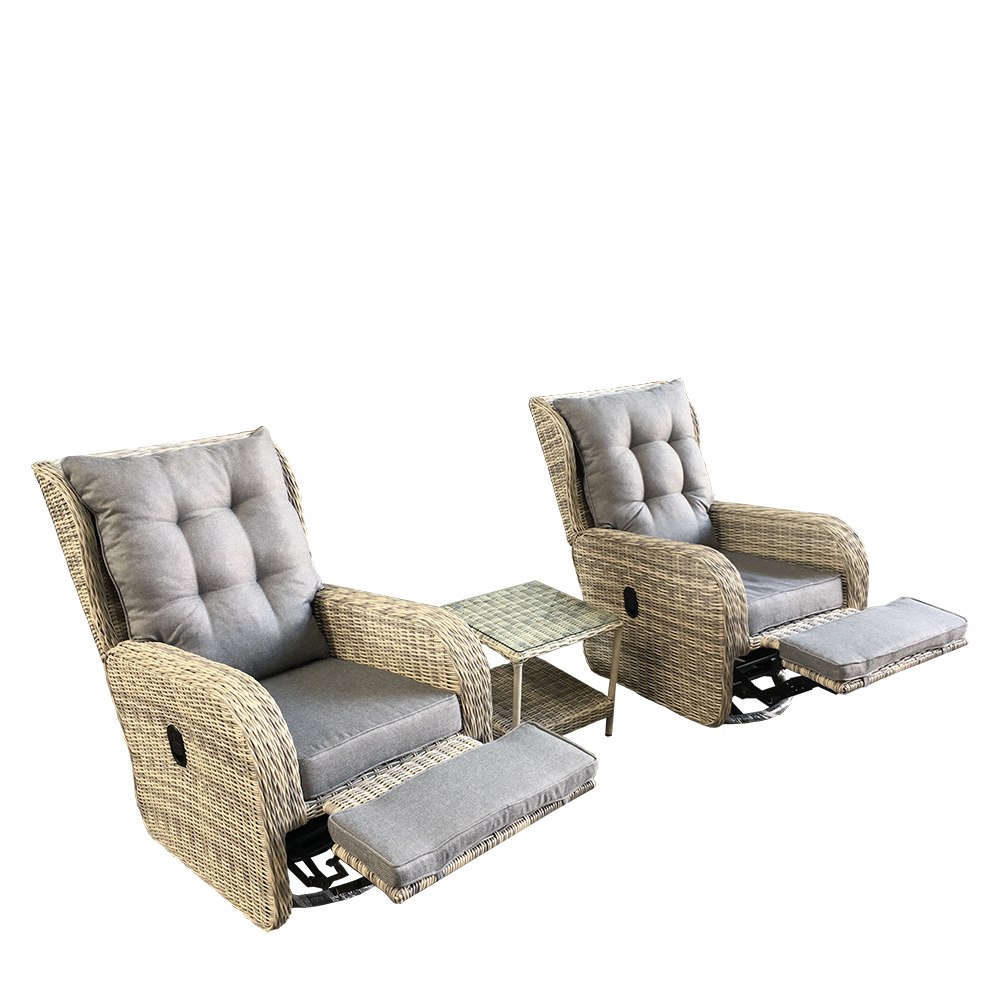 Outdoor Furniture Recliner Set - 屋外ガーデン家具パティオリクライニングスイベルソファセット