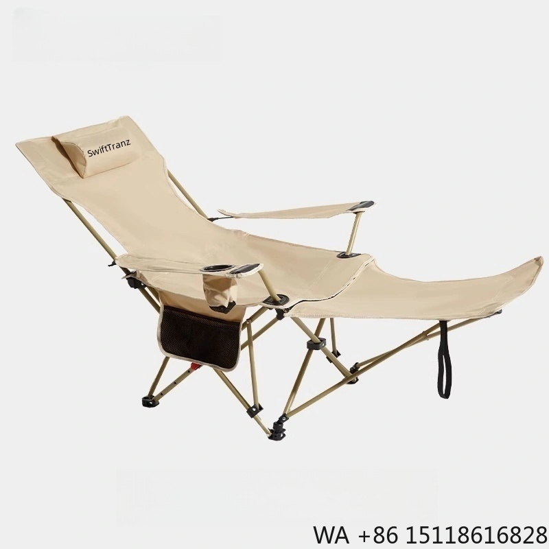 Outdoor Furniture Recliner Set - SwiftTranz ポータブルスチール折りたたみキャンプチェア 4段階調整可能 軽量ビーチラウンジャー フットレスト付き アウトドアリラクゼーション