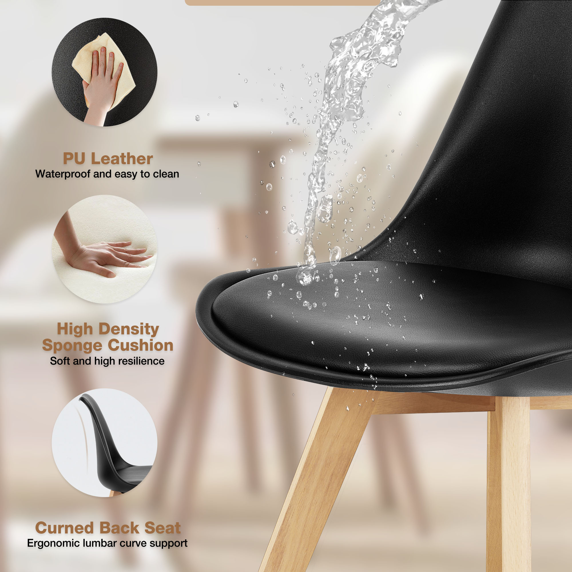 木製の脚が付いた革製のダイニングチェアのセット,家庭,キッチ - Adirondack Chair Wood のレビューと価格
