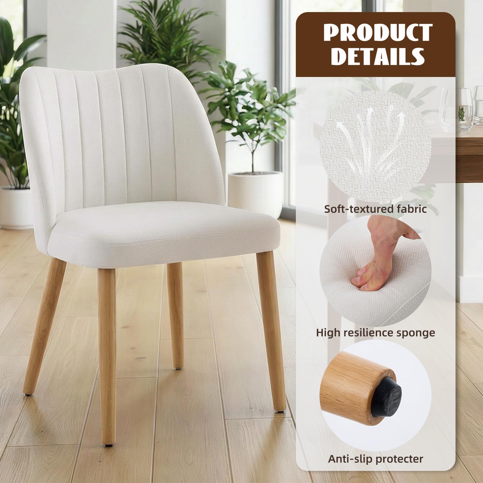 ミッドセンチュリーモダンな布張りダイニングチェア2脚セット、 - Adirondack Chair Wood のレビューと価格