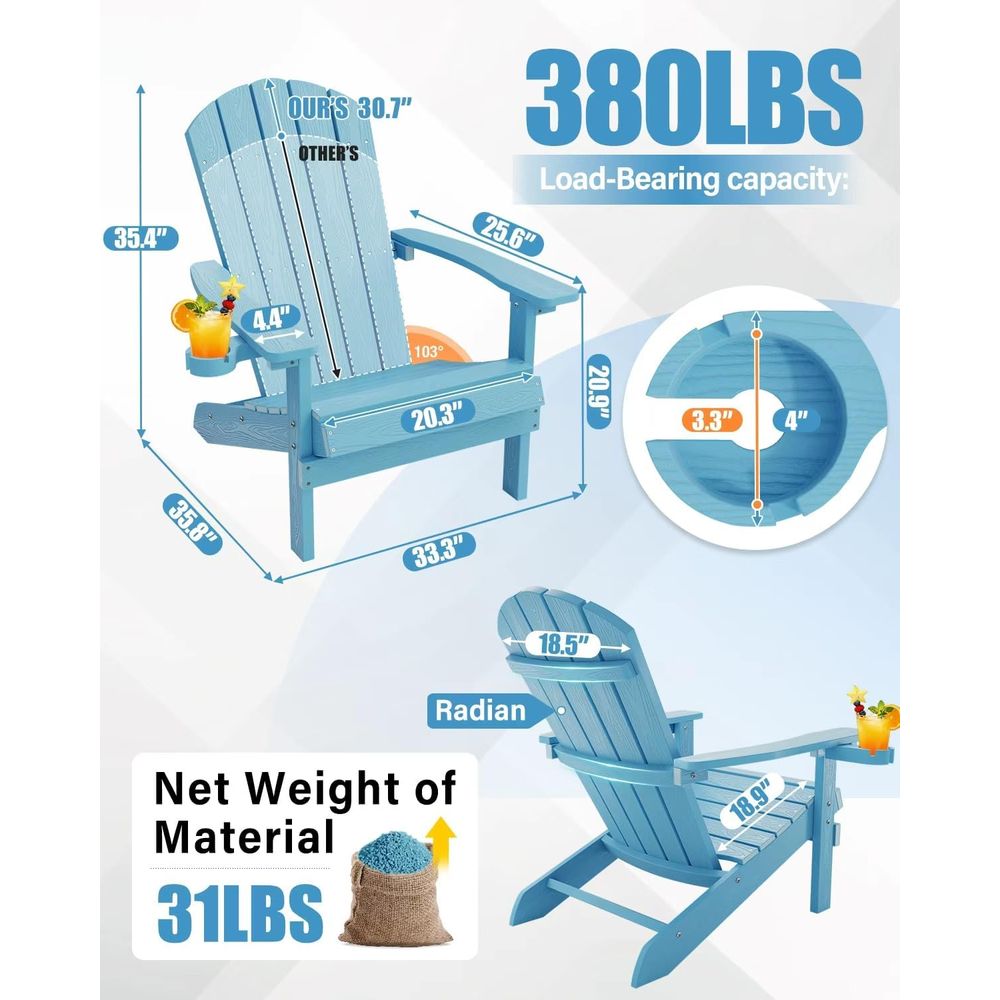 アディロンダックチェア カップホルダー付き 全天候型アウトド - Adirondack Chair Wood のレビューと価格