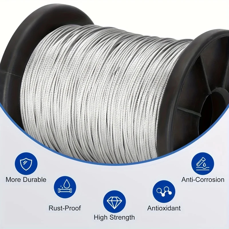50m/196ft ステンレス鋼ワイヤーロープ、50個のアル - Outdoor Furniture Rope のレビューと価格