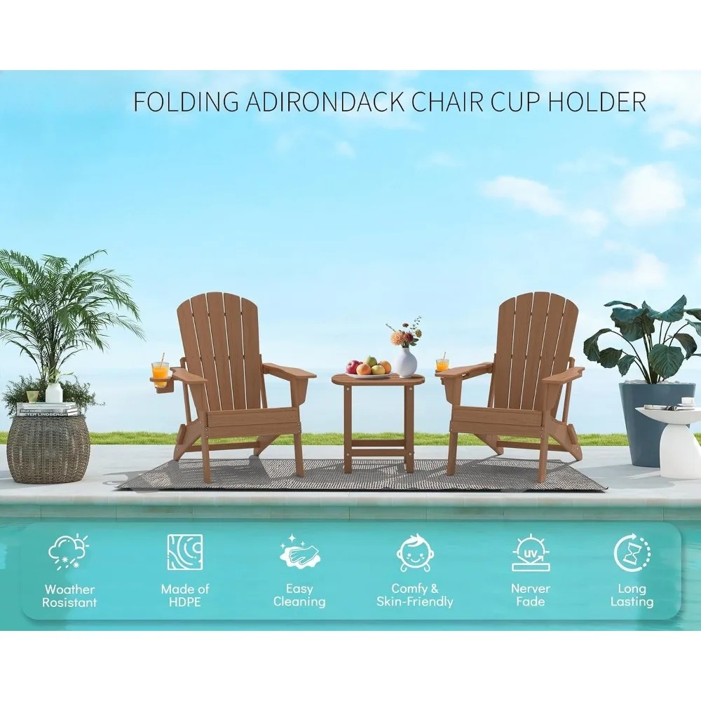 3ピース折りたたみ式アディロンダックチェアセット - 背もた - Adirondack Chair Wood のレビューと価格