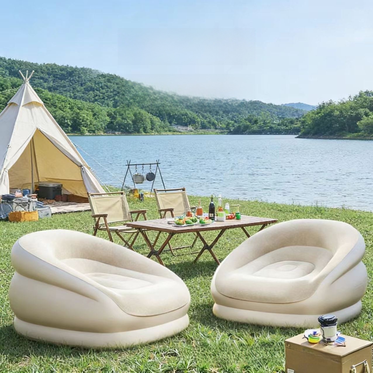 ポータブル Iatable ソファ カム音楽祭用 アウトドア - Outdoor Furniture Design のレビューと価格