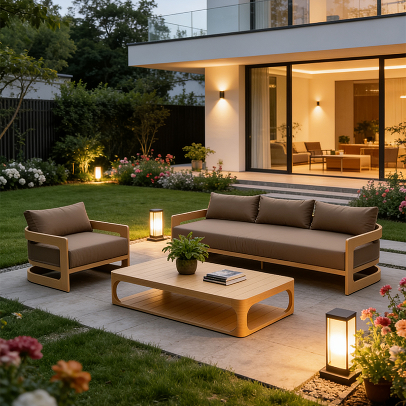 モダンなアルミ製屋外ソファセット、防水クッション付き-耐久性 - Outdoor Furniture Durable のレビューと価格