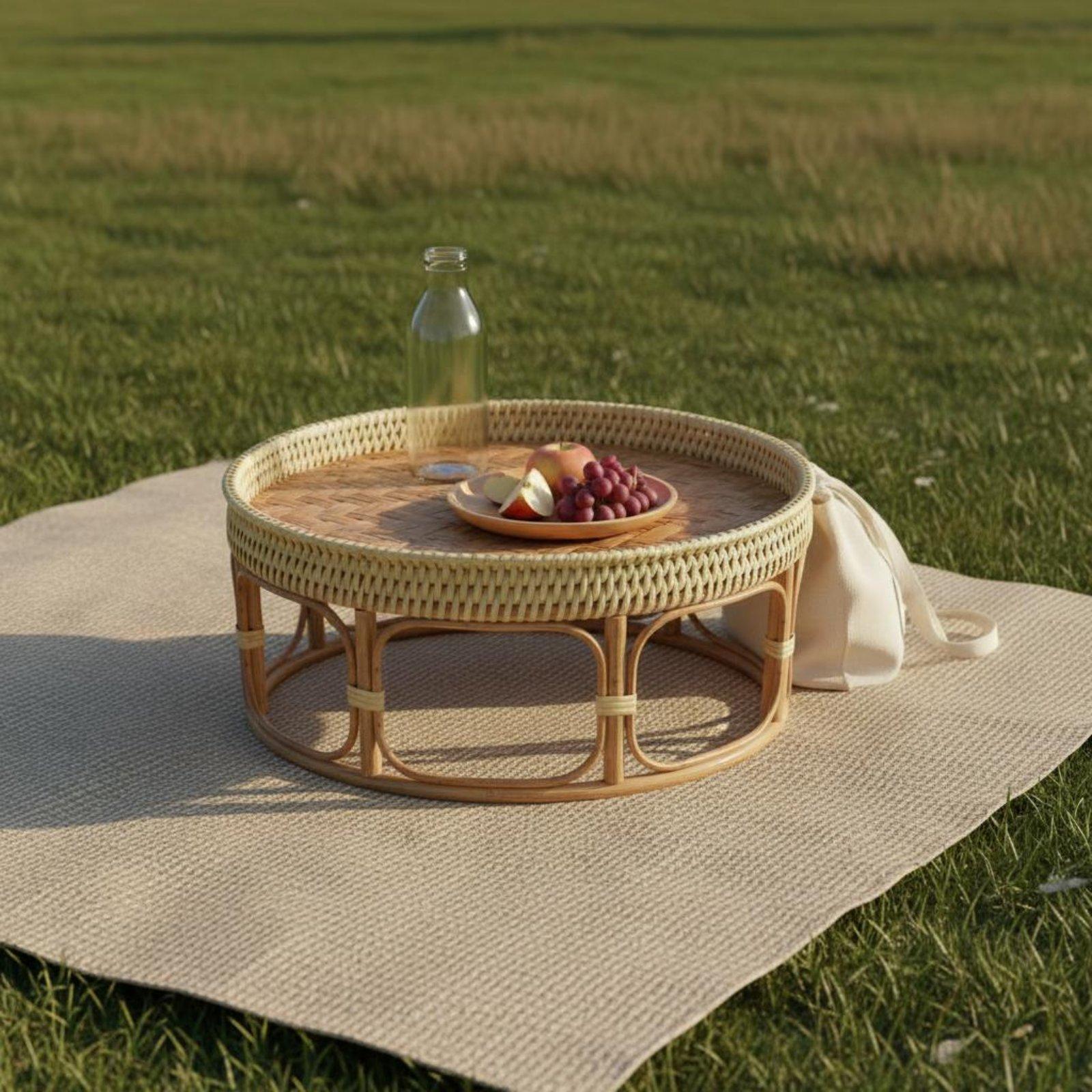 ラタン製ティーテーブル 軽量ピクニックティーテーブル 屋外用 - Outdoor Furniture Rattan のレビューと価格