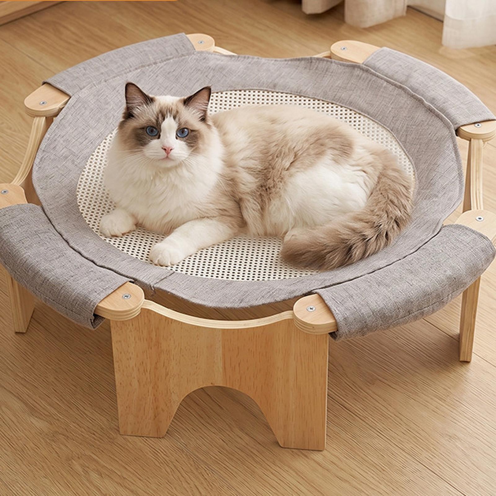 高床式ペットベッド 木製猫用ハンモック 通気性メッシュ素材  - Outdoor Furniture Durable のレビューと価格