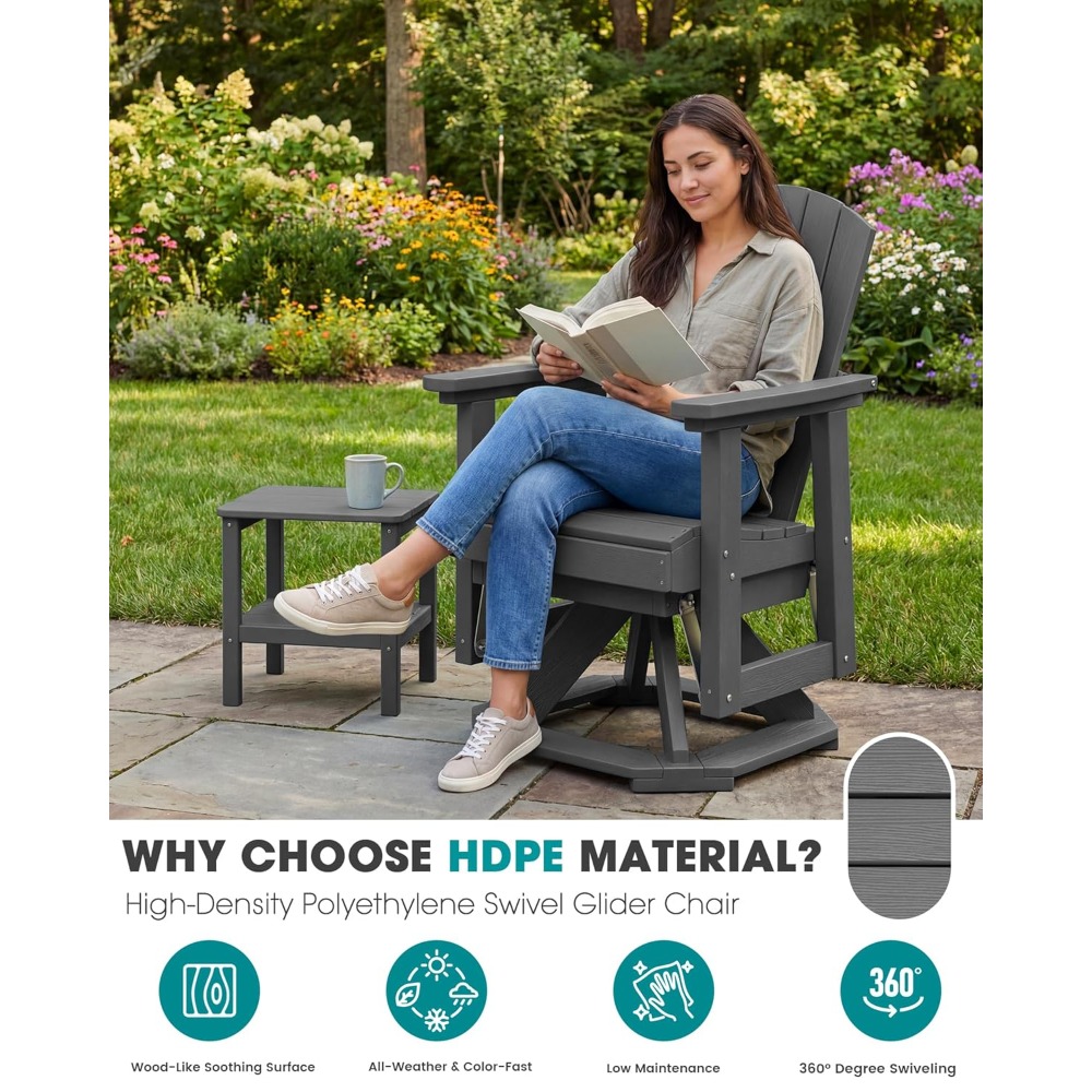 アディロンダック回転式グライダーチェア、HDPE屋外グライダ - Adirondack Chair Wood のレビューと価格