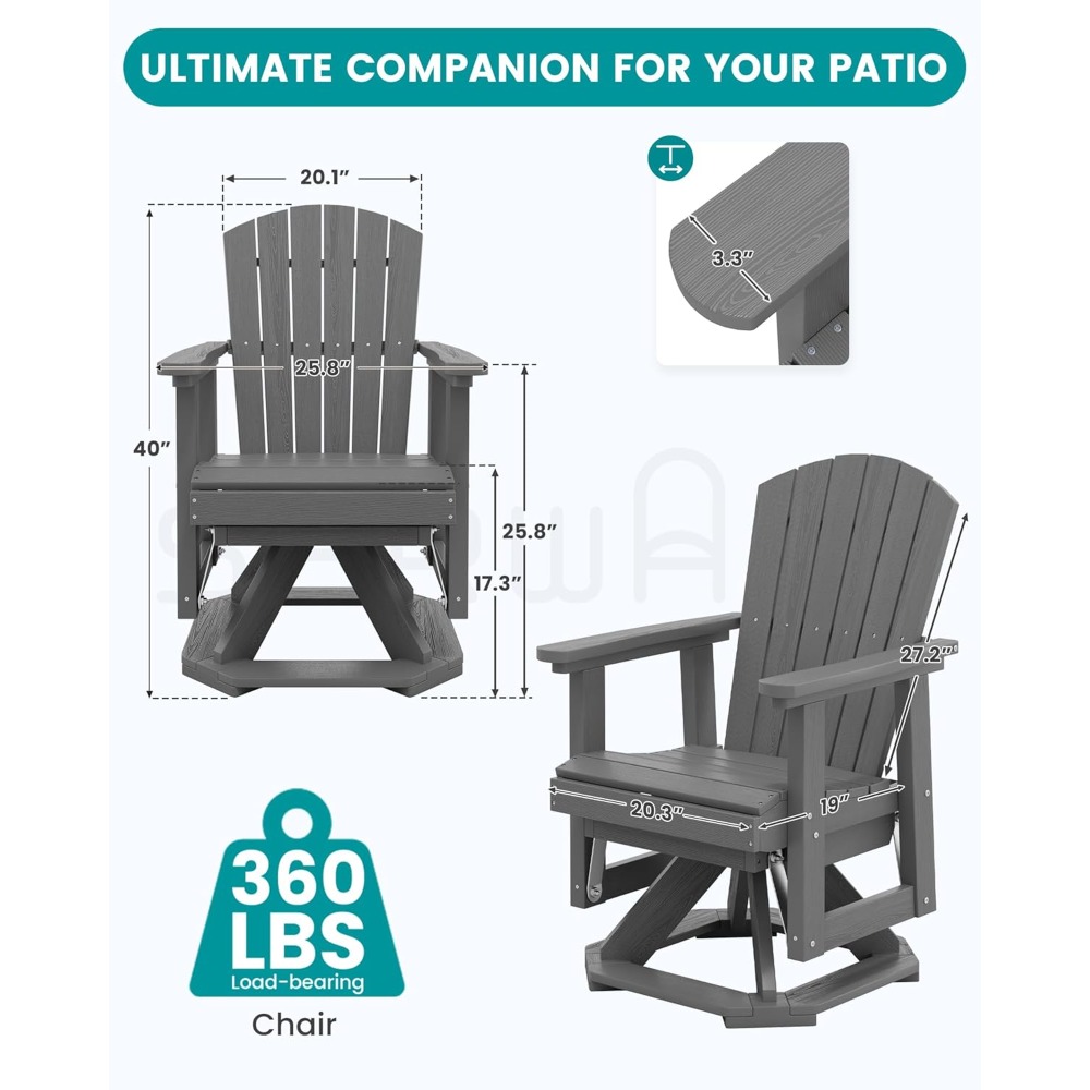 アディロンダック回転式グライダーチェア、HDPE屋外グライダ - Adirondack Chair Wood のレビューと価格