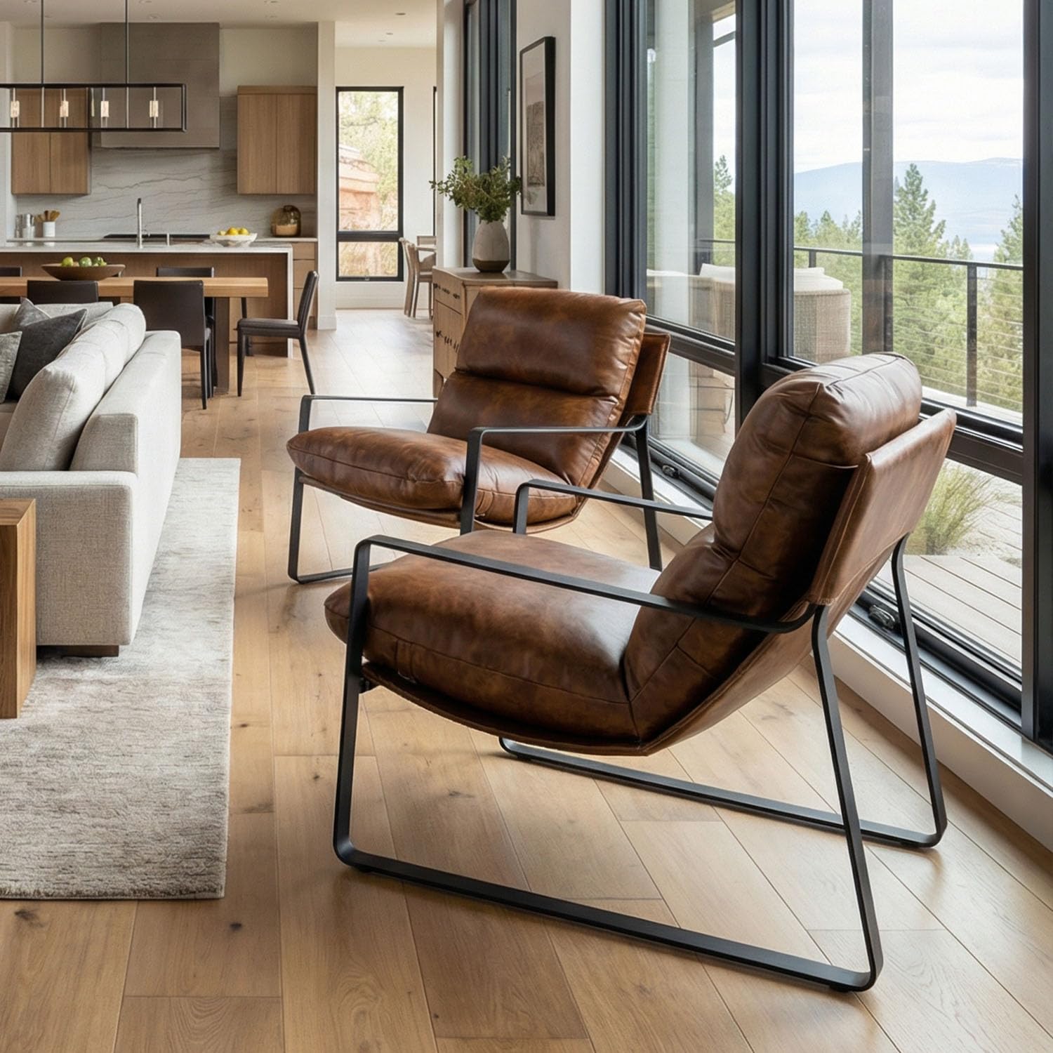 PUレザーアクセントアームチェア2脚セット、布張りソフトメタ - Adirondack Chair Wood のレビューと価格