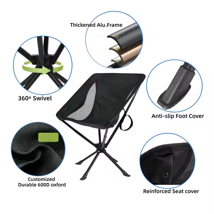 軽量アルミオックスフォード布製折りたたみ式回転チェア、モダン - Outdoor Furniture Recliner Set のレビューと価格