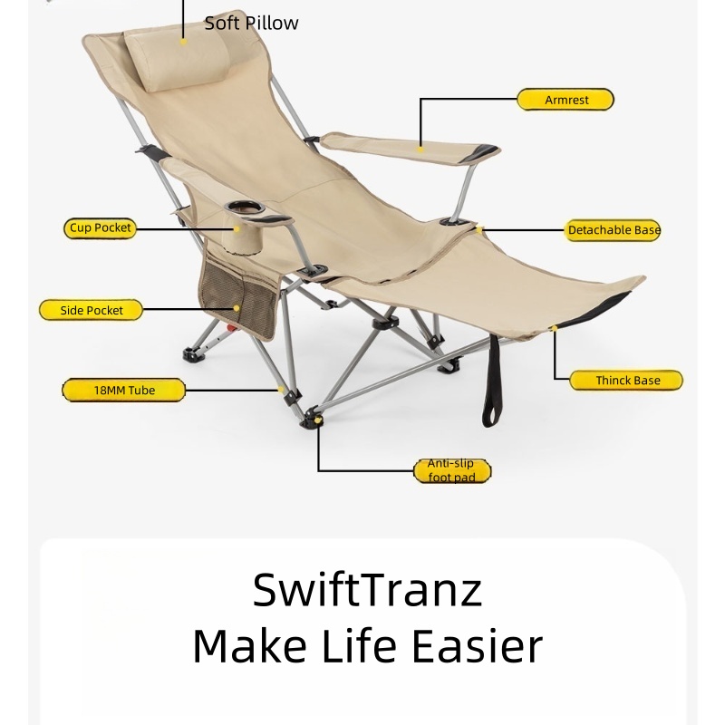 SwiftTranz ポータブルスチール折りたたみキャンプチ - Outdoor Furniture Recliner Set のレビューと価格