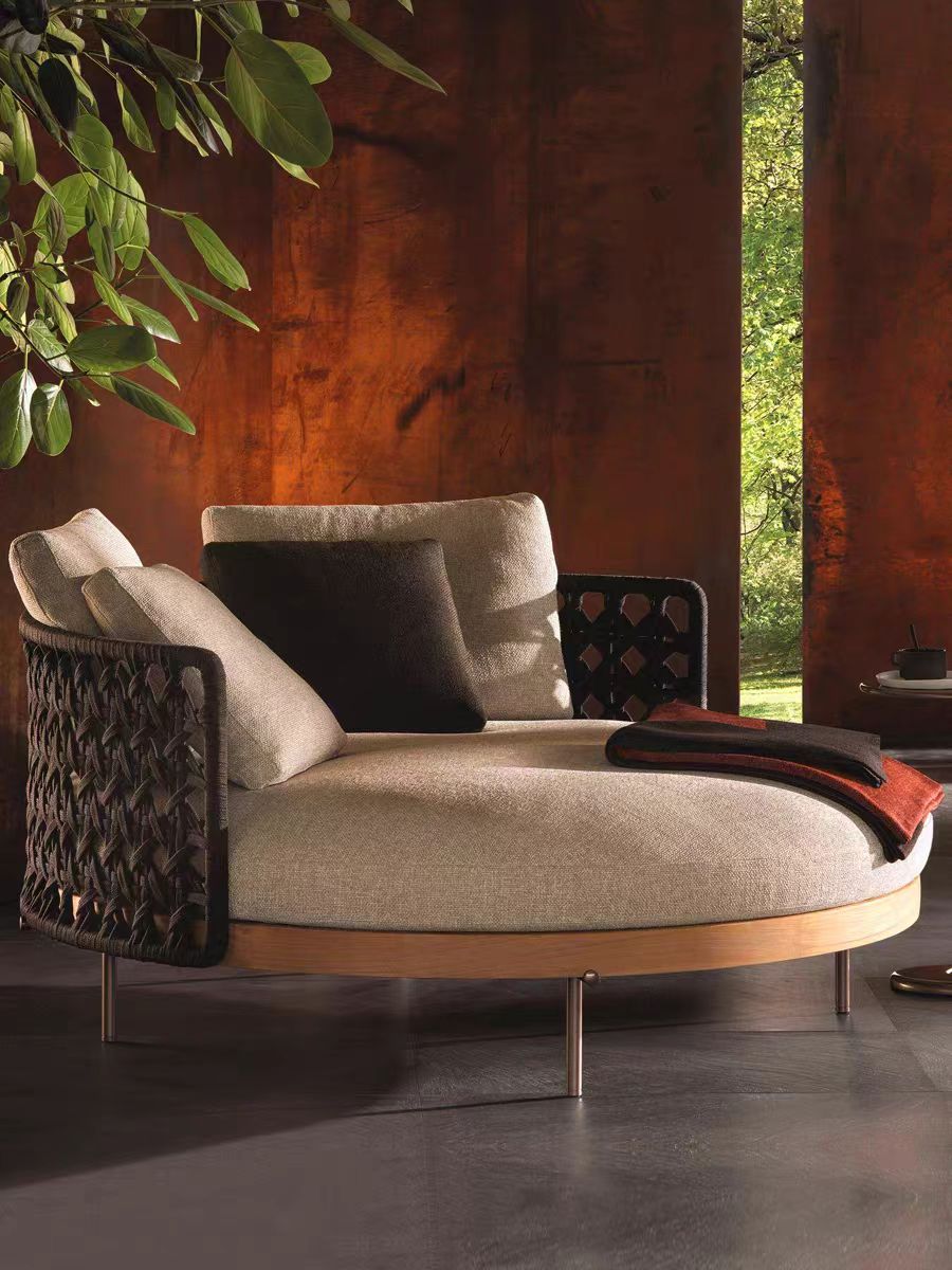 # モダンな屋外用ラタンチーク曲線ソファとリクライニングチェ - Outdoor Furniture Recliner Set のレビューと価格